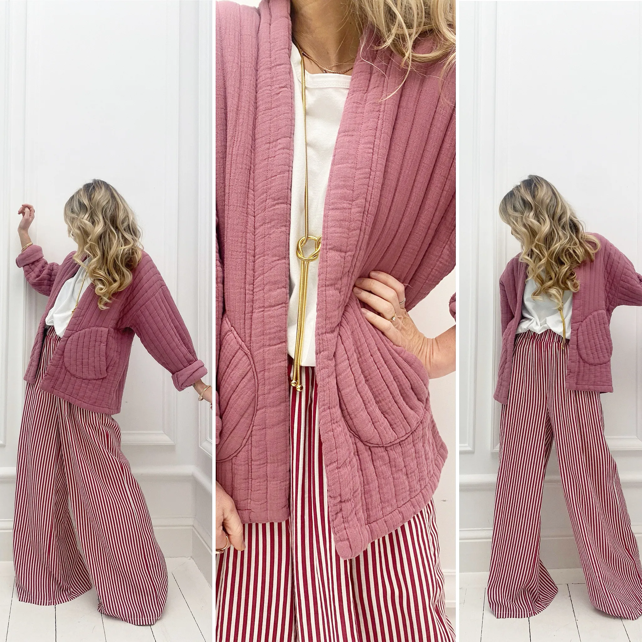 Veste rose matelassée